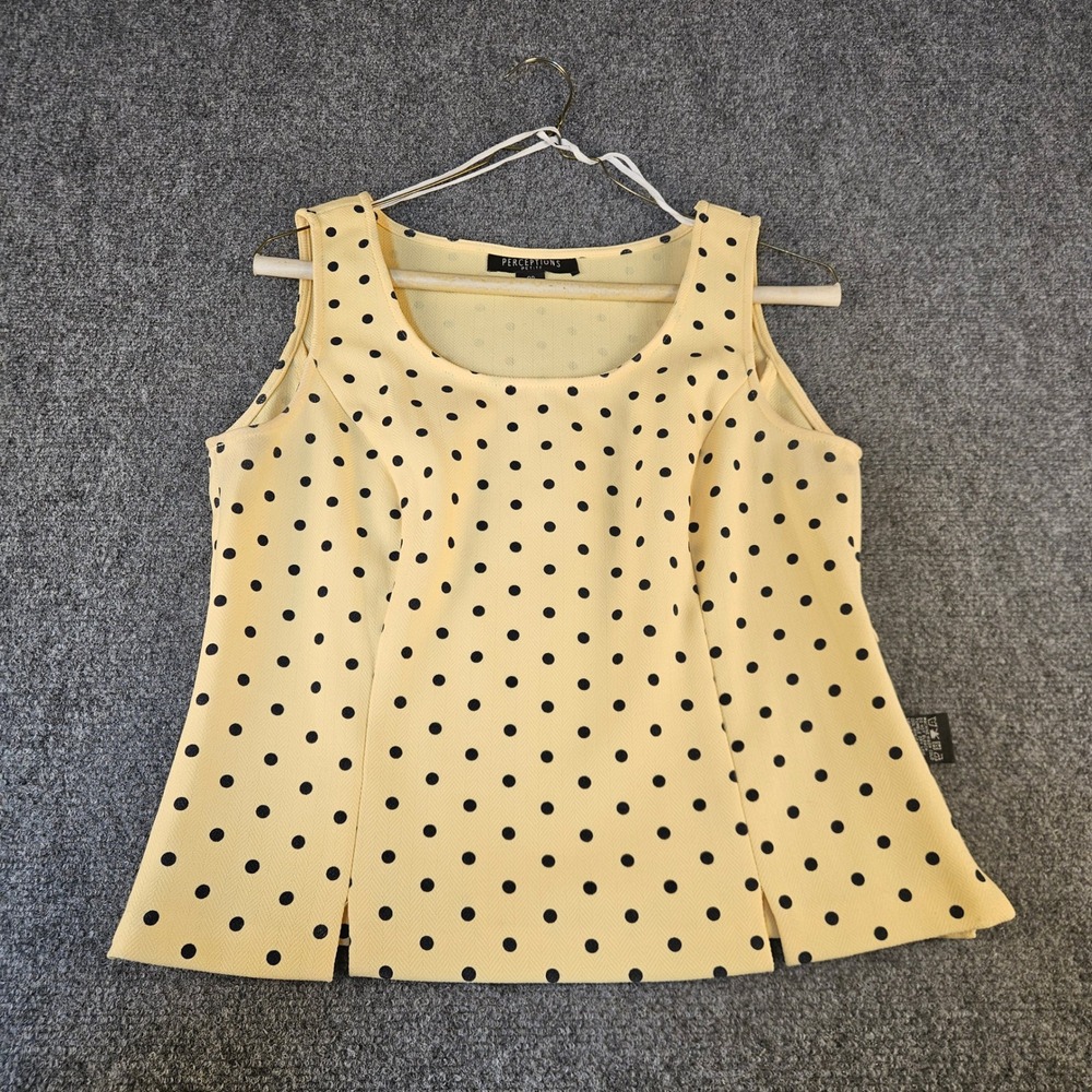 Perceptions Petite Yellow Polka Dot Sleeveless Scoop Neck Blouse Size 8P